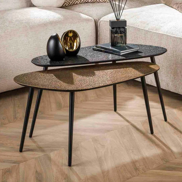 Organische Salontafel Set Metallic 3 Organische Salontafel Set Metallic