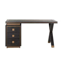 Zwart Design Bureau Met Goud -Meubelverkoop richmond interiors hunter zwart design bureau met goud 03
