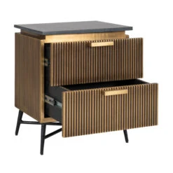 Gouden Nachtkastje Met Marmer -Meubelverkoop richmond interiors ironville gouden nachtkastje met marmer 05