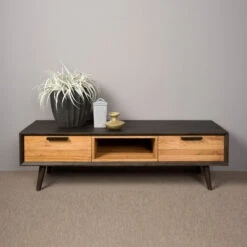 Retro Tv-meubel Zwart Eiken 152 Cm