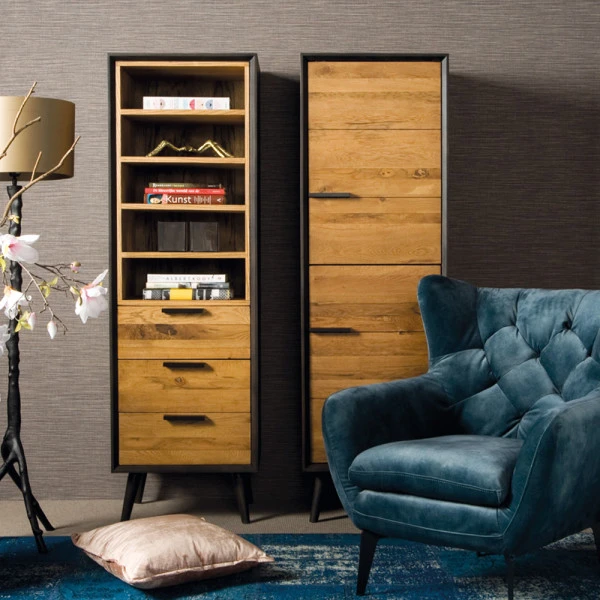 Smalle Wandkast Eiken Rechtsdraaiend 4 Smalle Wandkast Eiken Rechtsdraaiend - Afbeelding 2