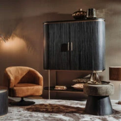 Wijnkast Ovaal Met Messing -Meubelverkoop tower living rivello wijnkast ovaal met messing 03