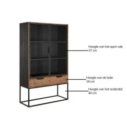 Vitrinekast Industrieel Teak No. 1 -Meubelverkoop vitrinekast teakhout no