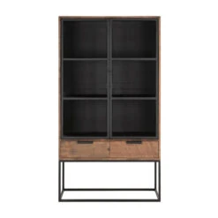 Vitrinekast Industrieel Teak No. 1 -Meubelverkoop vitrinekast teakhout no.1 cosmo dtp home 01