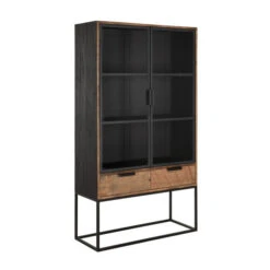 Vitrinekast Industrieel Teak No. 1 -Meubelverkoop vitrinekast teakhout no.1 cosmo dtp home 02