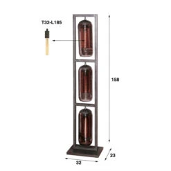 Vloerlamp 3L Metaal En Rookglas -Meubelverkoop vloerlamp 3l metaal en rookglas tower smoke glass santa 04