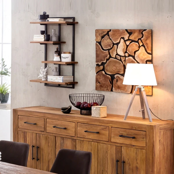 Wandrek Teak Met Metaal 70 X 97 Cm - Afbeelding 3