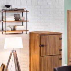 Wandrek Van Hout En Metaal 60x60 Cm -Meubelverkoop wandrek van hout en metaal 60x60 cm lovina lavis 04
