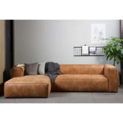 WOOOD Leren Hoekbank Ecoleer -Meubelverkoop woood bean leren hoekbank cognac 03 1
