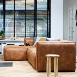 WOOOD Leren Hoekbank Ecoleer -Meubelverkoop woood bean leren hoekbank cognac 04 1