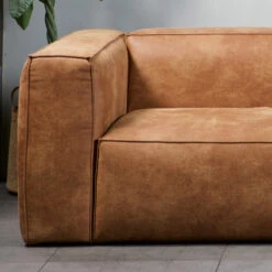 WOOOD Leren Hoekbank Ecoleer -Meubelverkoop woood bean leren hoekbank cognac 05 1
