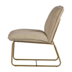 WOOOD Fauteuil Zand Ribstof Met Goud -Meubelverkoop woood fie fauteuil zand ribstof met goud 03