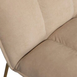 WOOOD Fauteuil Zand Ribstof Met Goud -Meubelverkoop woood fie fauteuil zand ribstof met goud 08 1