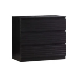 WOOOD Ladenkast Diep Zwart Hout -Meubelverkoop woood jente ladenkast 3 lades diep zwart hout 01 1