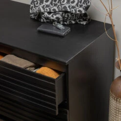 WOOOD Ladenkast Diep Zwart Hout -Meubelverkoop woood jente ladenkast 3 lades diep zwart hout 04 1