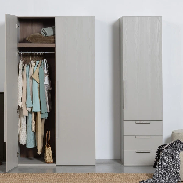 WOOOD Lichtgrijze Kledingkast Japandi 1-deurs 4 WOOOD Lichtgrijze Kledingkast Japandi 1-deurs - Afbeelding 2