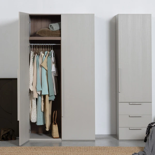 WOOOD Lichtgrijze Kledingkast Japandi 2-deurs 4 WOOOD Lichtgrijze Kledingkast Japandi 2-deurs - Afbeelding 2