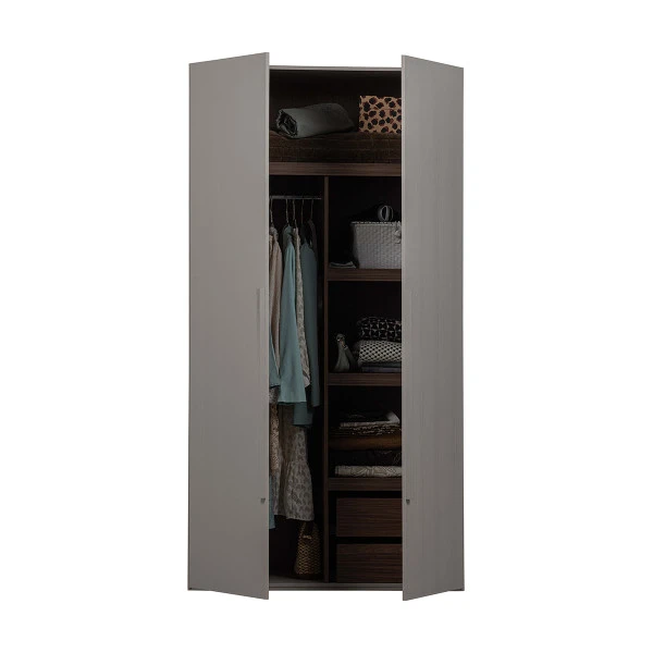 WOOOD Lichtgrijze Kledingkast Japandi 2-deurs 7 WOOOD Lichtgrijze Kledingkast Japandi 2-deurs - Afbeelding 5