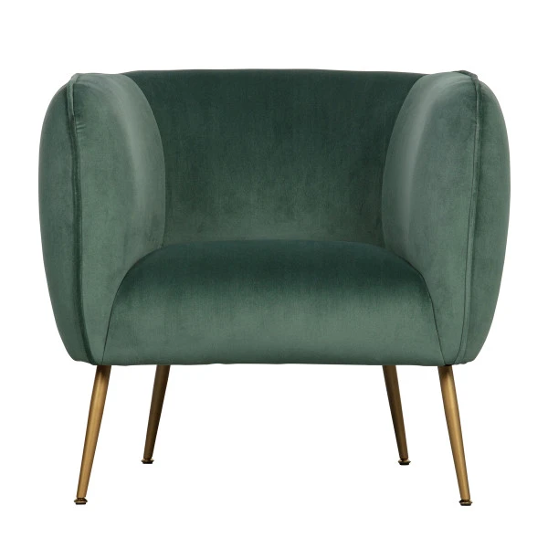 WOOOD Fauteuil Velvet Groen Met Goud 4 WOOOD Fauteuil Velvet Groen Met Goud - Afbeelding 2