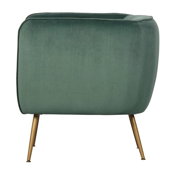 WOOOD Fauteuil Velvet Groen Met Goud 5 WOOOD Fauteuil Velvet Groen Met Goud - Afbeelding 3