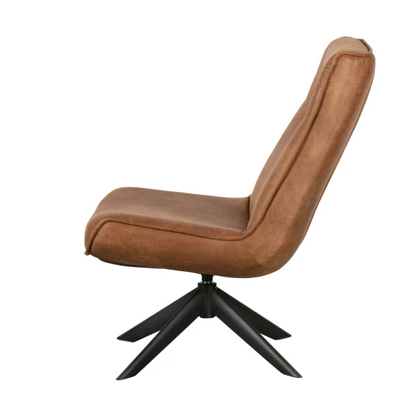 WOOOD Draaibare Fauteuil Cognac Bruin 5 WOOOD Draaibare Fauteuil Cognac Bruin - Afbeelding 3