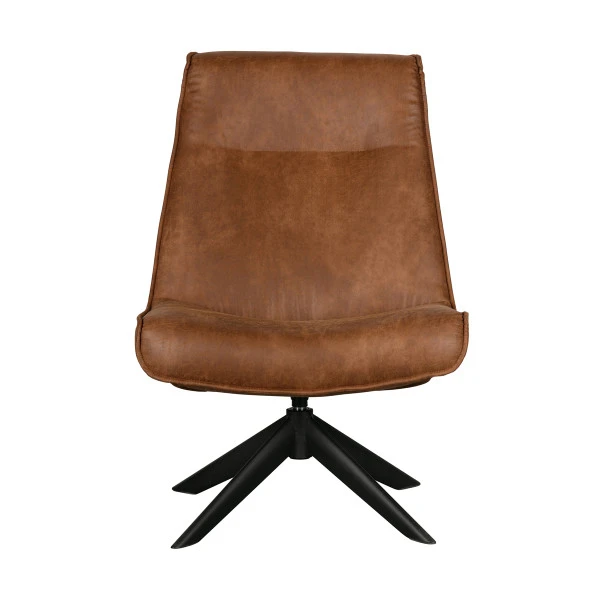 WOOOD Draaibare Fauteuil Cognac Bruin 4 WOOOD Draaibare Fauteuil Cognac Bruin - Afbeelding 2