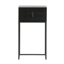 WOOOD Zwart Nachtkastje Metaal Hout -Meubelverkoop woood zola zwart nachtkastje metaal hout 01