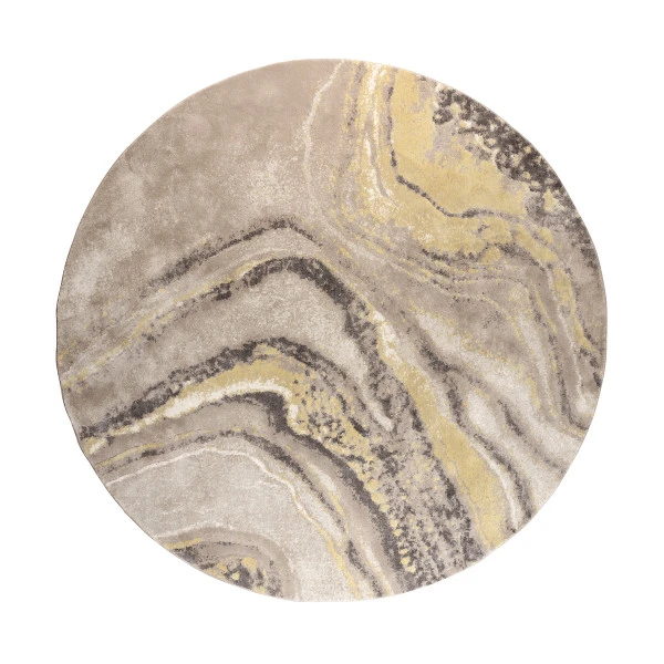 Zuiver Rond Design Vloerkleed Grijs/oker 3 Zuiver Rond Design Vloerkleed Grijs/oker