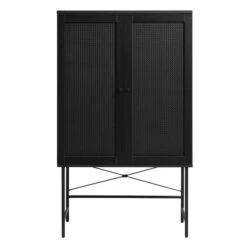 Zwarte Wandkast Met Rotan -Meubelverkoop zwarte wandkast met rotan bodio pose 01