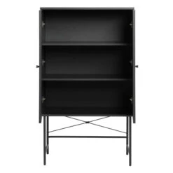 Zwarte Wandkast Met Rotan -Meubelverkoop zwarte wandkast met rotan bodio pose 04